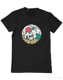 Tricou ADLER barbat Skull and beach Negru