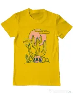 Tricou ADLER barbat Skull and Cactus Galben