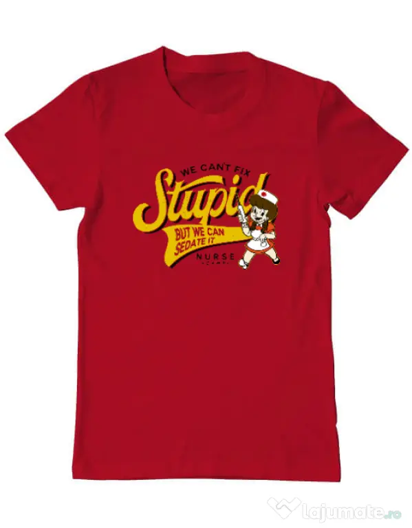 Tricou ADLER barbat Can\'t fix stupid Rosu