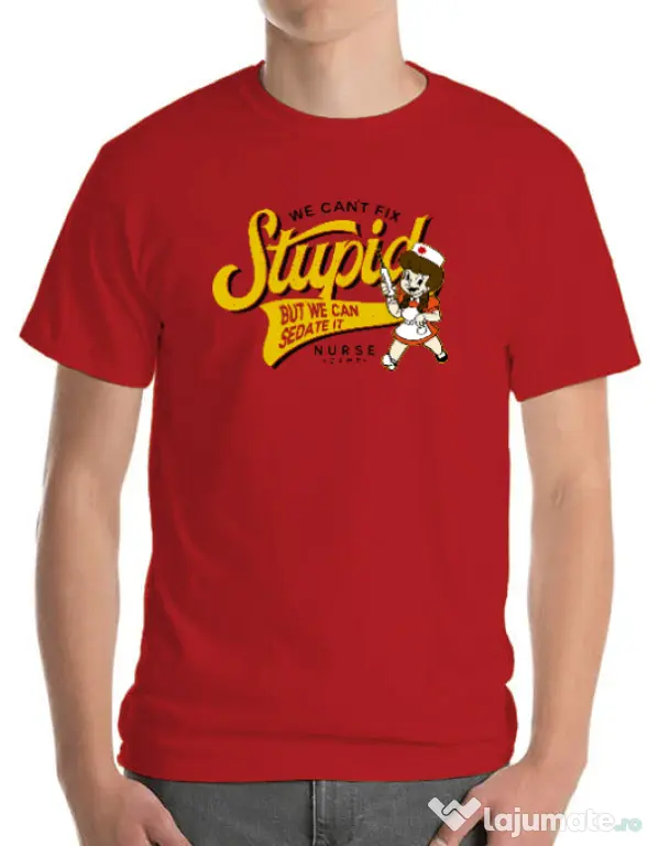 Tricou ADLER barbat Can\'t fix stupid Rosu