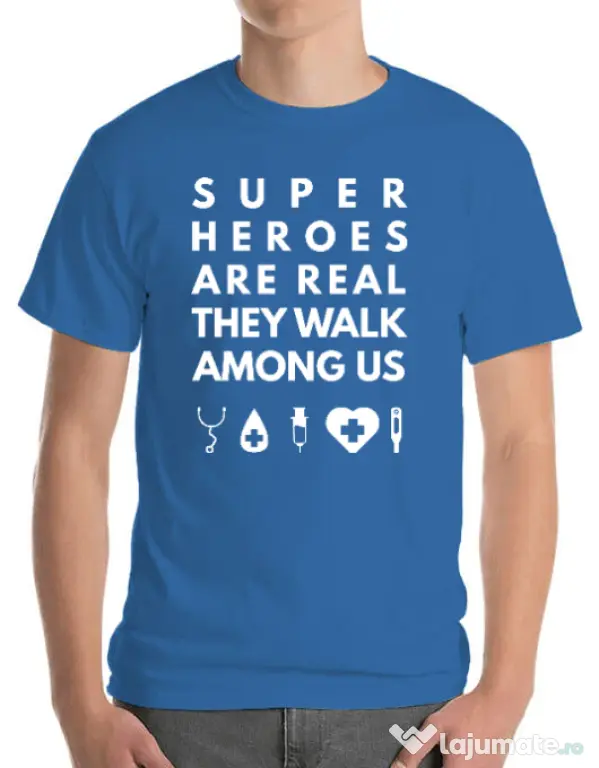 Tricou ADLER barbat Medical heroes Albastru azuriu
