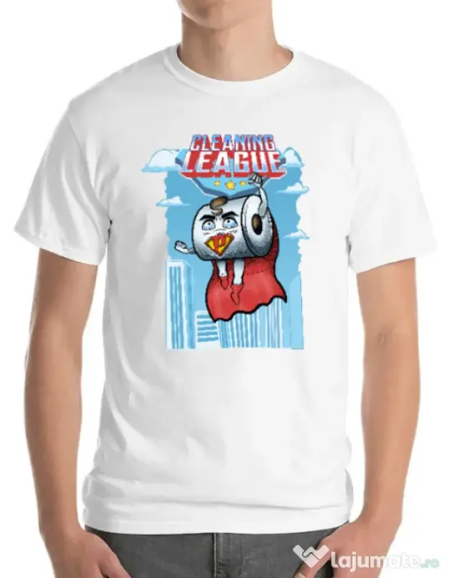 Tricou ADLER barbat Cleaning league toilet paper Alb