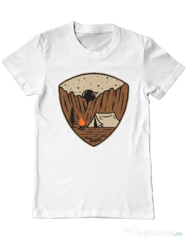 Tricou ADLER barbat Camp cliffs Alb