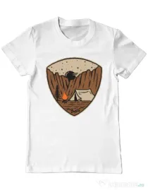 Tricou ADLER barbat Camp cliffs Alb