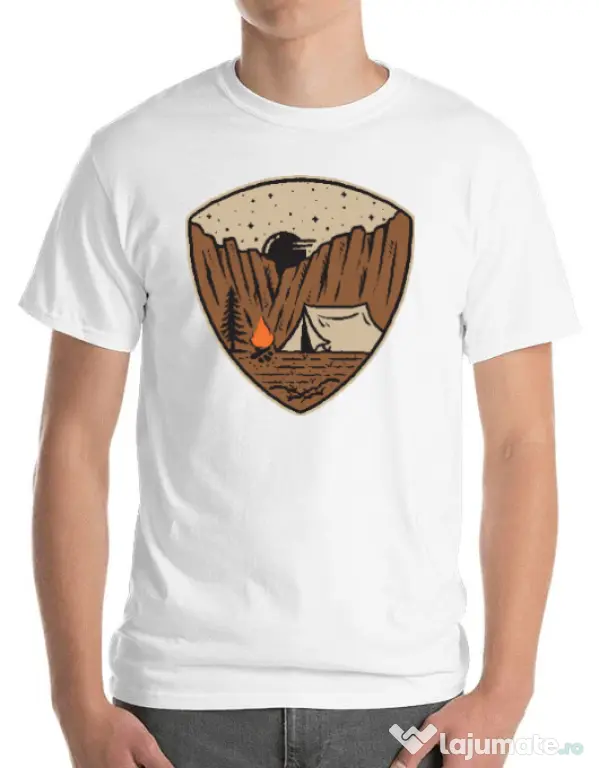 Tricou ADLER barbat Camp cliffs Alb