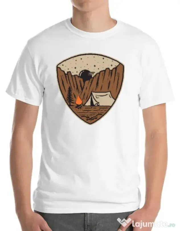 Tricou ADLER barbat Camp cliffs Alb