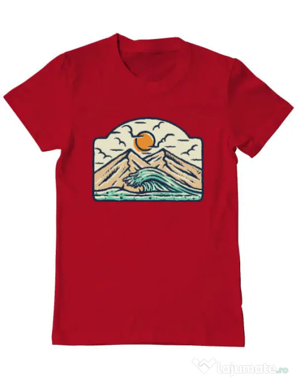 Tricou ADLER barbat Mountain and wave Rosu