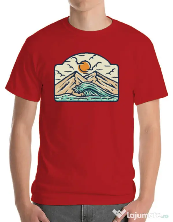 Tricou ADLER barbat Mountain and wave Rosu