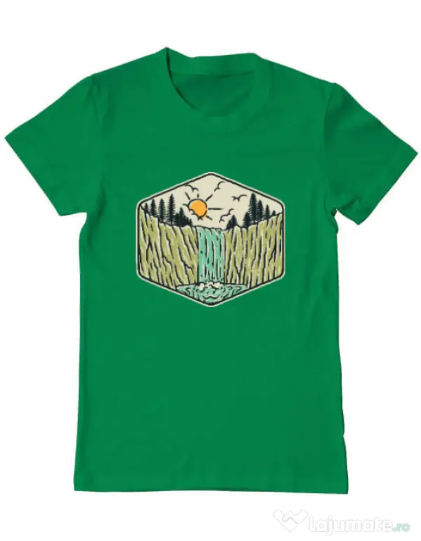 Tricou ADLER barbat Beauty waterfall Verde mediu