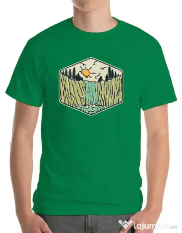 Tricou ADLER barbat Beauty waterfall Verde mediu