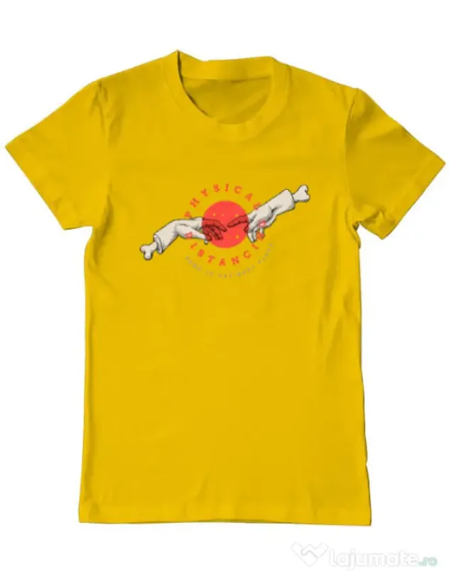 Tricou ADLER barbat Physical distance Galben