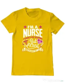 Tricou ADLER barbat Can't fix stupid Galben