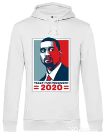 Hoodie barbat cu gluga Yezzy for president Alb