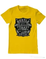 Tricou ADLER barbat Hustle for that muscle Galben