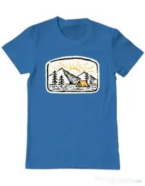 Tricou ADLER barbat Hand drawn camp Albastru azuriu