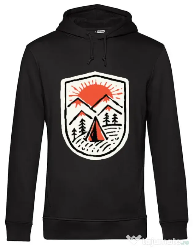 Hoodie barbat cu gluga Sunset camp Negru