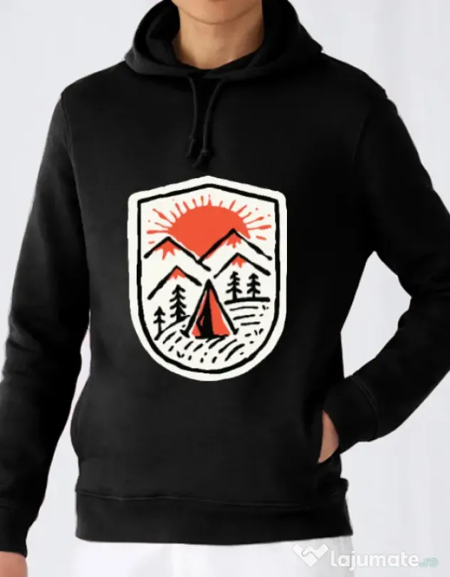Hoodie barbat cu gluga Sunset camp Negru