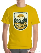 Tricou ADLER barbat Hand drawn mountains Galben 