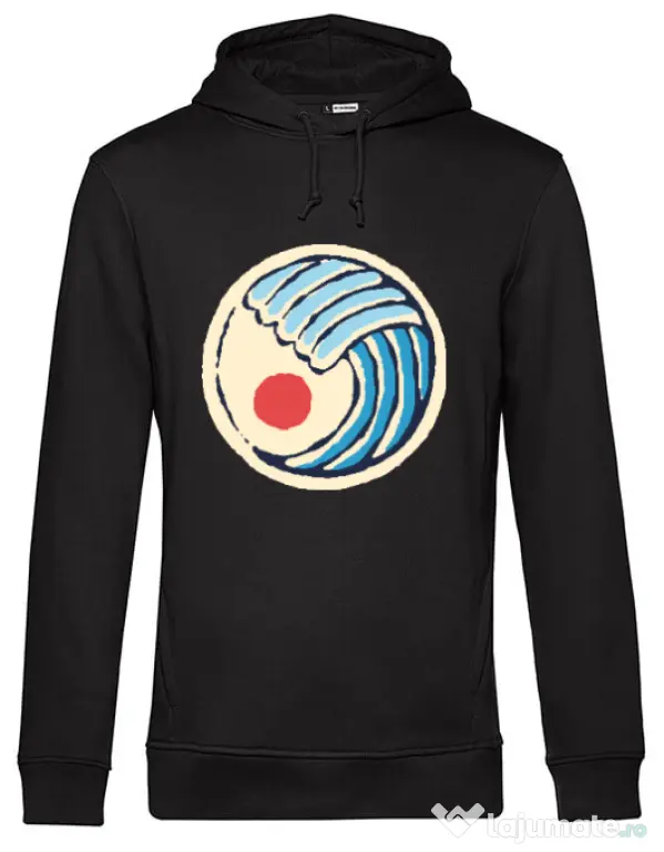 Hoodie barbat cu gluga Great wave Negru