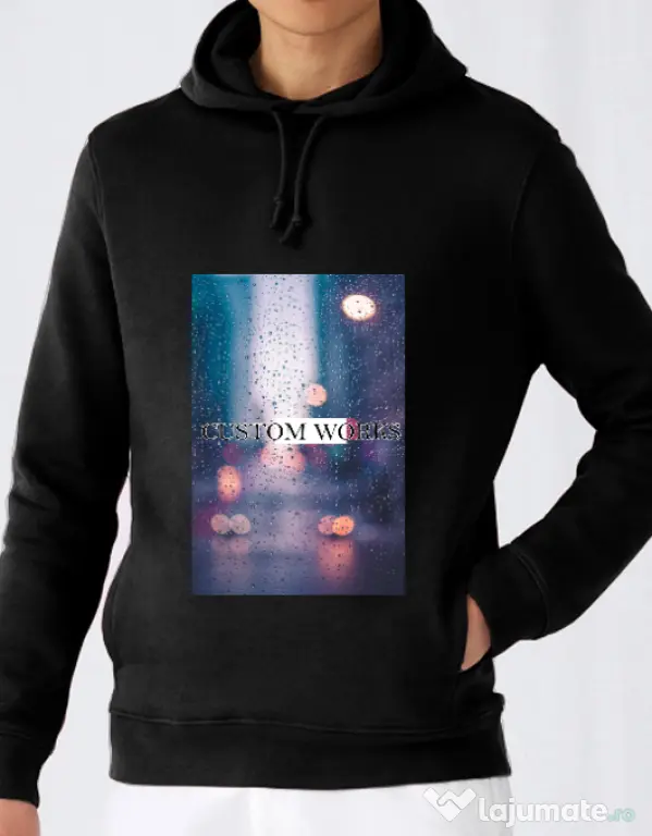 Hoodie barbat cu gluga Rainy Screen Negru