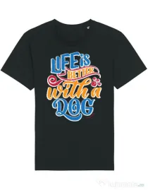 Tricou STANLEY STELLA barbat Life is better with a dog Negru