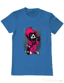 Tricou personalizat barbat Squid Game 4 Albastru azuriu