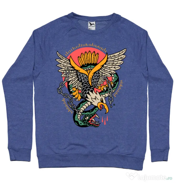Bluza personalizata barbat Tattoo Fighting Albastru melanj