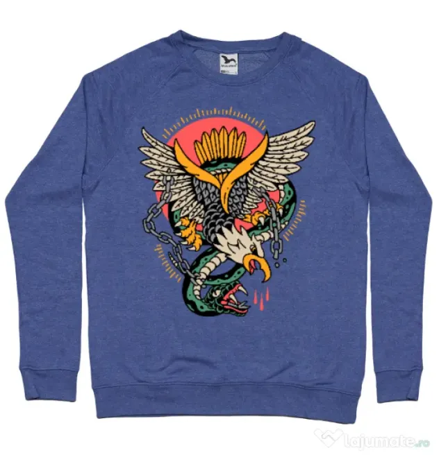 Bluza personalizata barbat Tattoo Fighting Albastru melanj