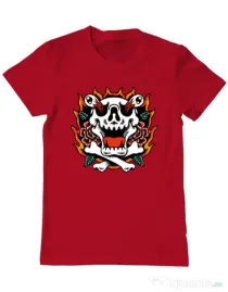 Tricou personalizat barbat Death and Flower Rosu