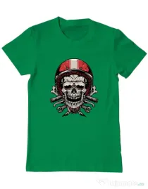 Tricou personalizat barbat Skull Biker Verde mediu