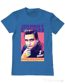 Tricou personalizat barbat Johnny Cash Albastru azuriu