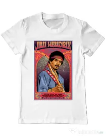 Tricou personalizat barbat Jimi Hendrix Alb