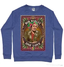 Bluza personalizata barbat Bob Marley Albastru melanj