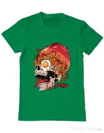 Tricou personalizat barbat spicy skull Verde mediu