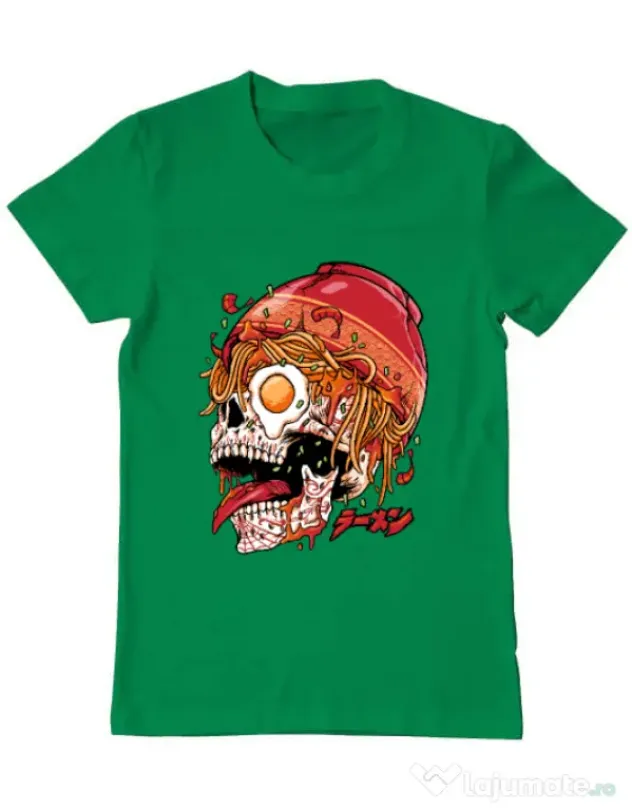 Tricou personalizat barbat spicy skull Verde mediu
