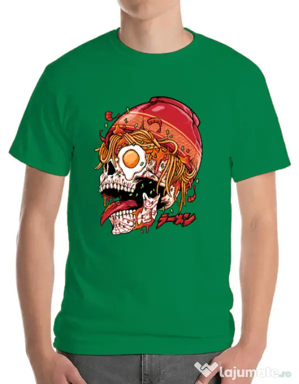 Tricou personalizat barbat spicy skull Verde mediu