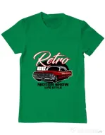 Tricou personalizat barbat retro motorshow Verde mediu