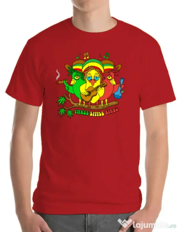 Tricou personalizat barbat Three Little Birds Rosu