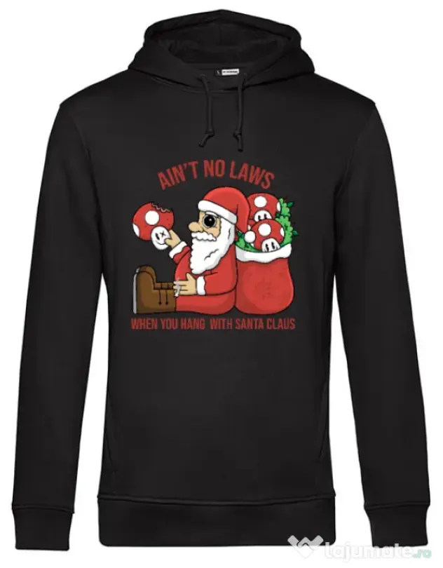 Hanorac barbat cu gluga Stoned Santa Negru