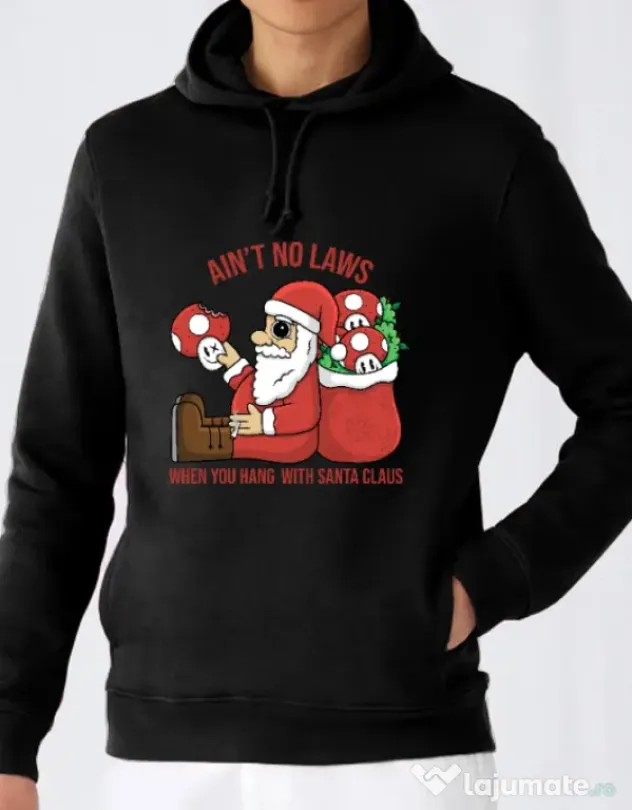 Hanorac barbat cu gluga Stoned Santa Negru