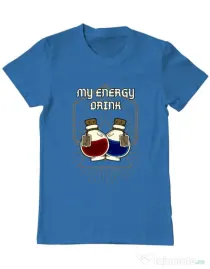 Tricou personalizat barbat My Energy Drink - Health and Mana Albastru azuriu