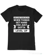 Tricou personalizat barbat Video Games Taught Me - Just Level Up Negru
