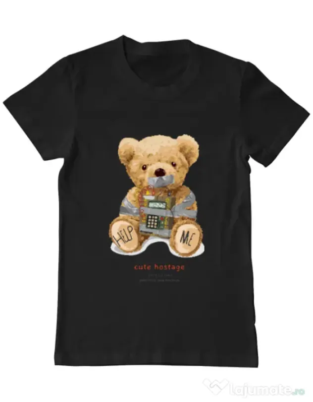 Tricou personalizat barbat Cute hostage Negru