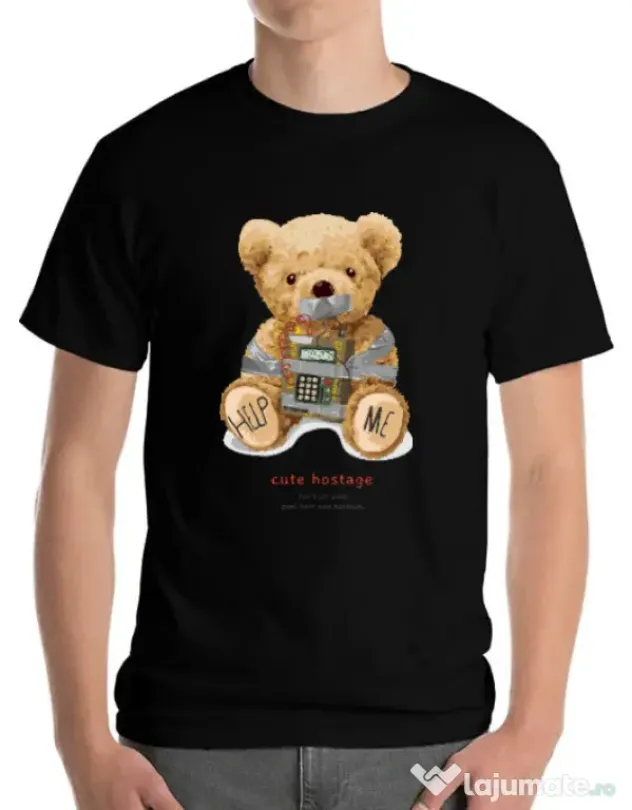 Tricou personalizat barbat Cute hostage Negru