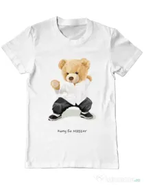 Tricou personalizat barbat Bear kung fu Alb