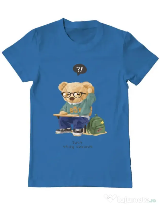 Tricou personalizat barbat Just Stay Curious Albastru azuriu