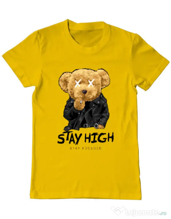 Tricou personalizat barbat Stay High Galben