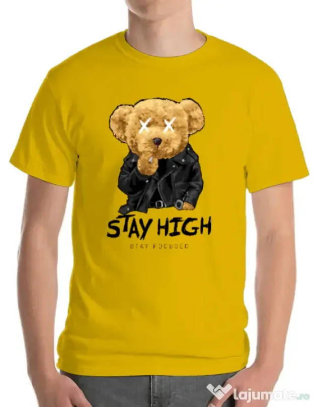 Tricou personalizat barbat Stay High Galben