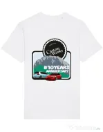 Tricou STANLEY STELLA barbat Custom Works Crew 10 Years Aniv. Alb