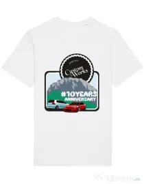 Tricou STANLEY STELLA barbat Custom Works Crew 10 Years Aniv. Alb